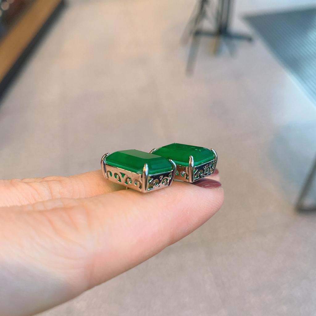 Трансграничная прямая трансляция в TikTok Изумрудно-циркониевое колье Серьги Палаиба Зеленый Свет Прямоугольный кулон