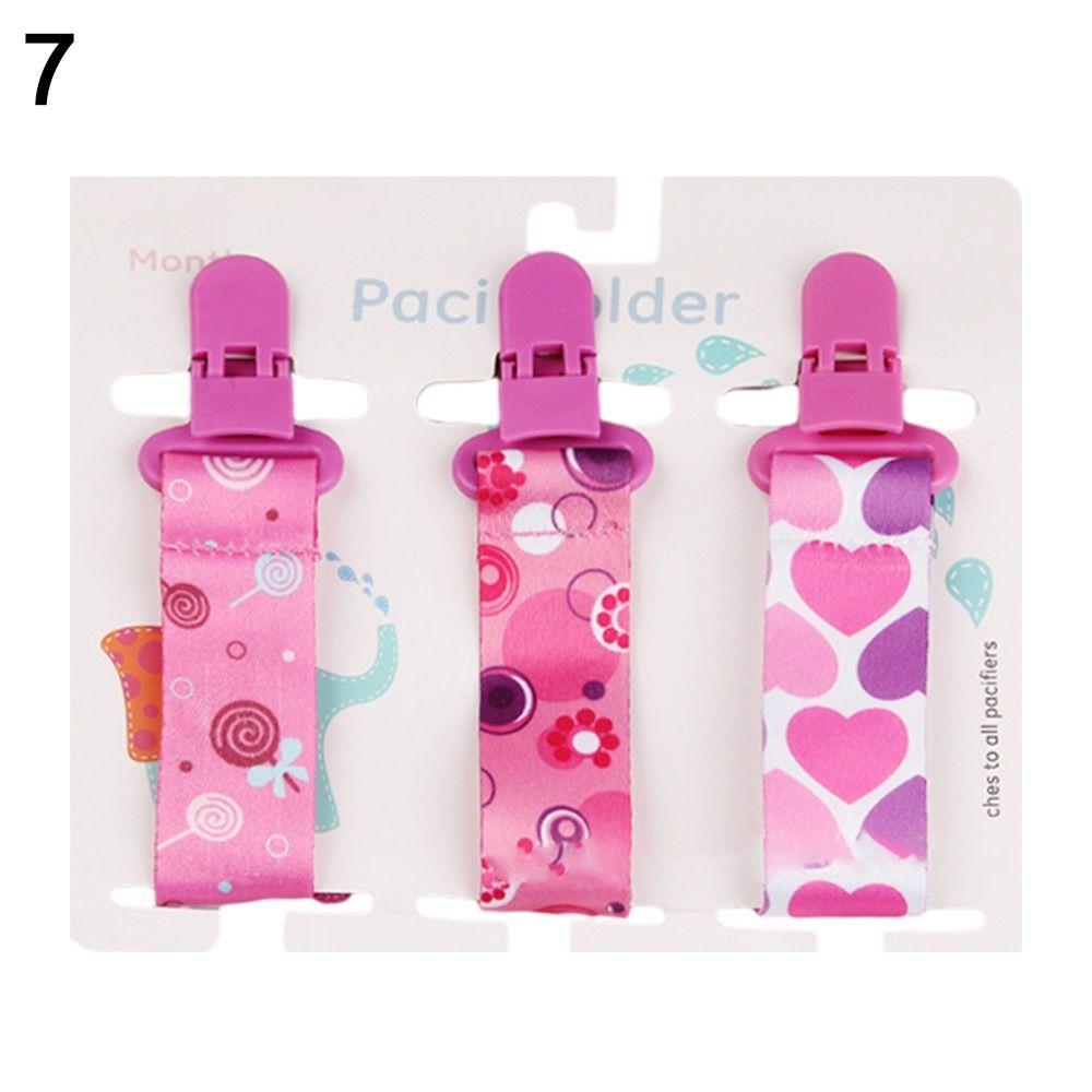 3PCs Cartoon Print Dummy Clips Soother Holder Pacifier Chain Child Pacifier Clips Infants