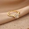 Elegant Zircon Sunflower Rings For Women Gold Color Stainless Steel Sunflower Adjustable Ring Bridal Wedding Jewelry Gift