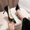 New Solid Color Pumps Women High Heel Shoes Female Fashion Patent Leather Sexy Pointed Toe Thin Heel Wedding Shoes