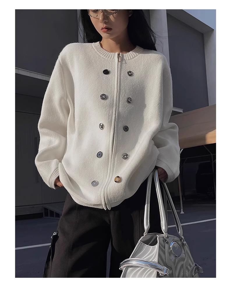 Мужской вязаный кардиган премиум-класса на молнии с круглым вырезом - Осенне-зимний ленивый стиль