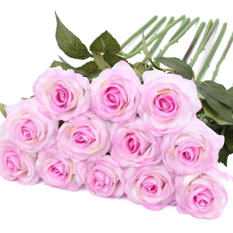 12 шт. искусственных шелковых роз, искусственные цветы, розы, цветы, цветочная композиция, букет для дома, свадьбы, вечеринки, сада, свадебного украшения