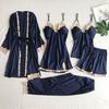 Женский пижамный комплект, 5 шт., атласный пижамный комплект для женщин, шелковистый полиэстер, дышащий и гладкий пижамный комплект