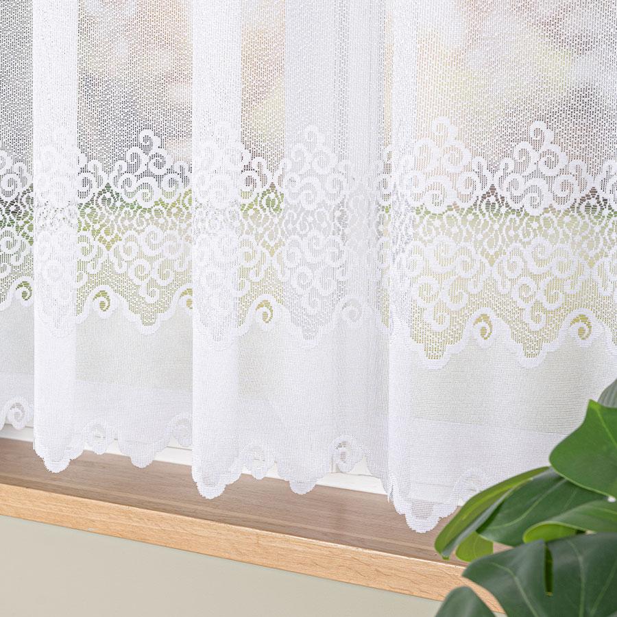 MODESTA - Ready-made jacquard curtain with a straight hem - 300x160 cm - white