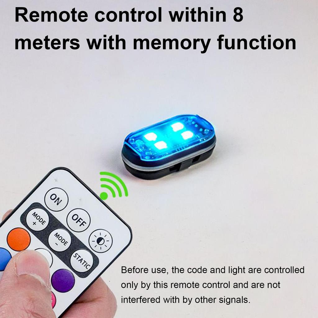 Flashing LED Lights 6 Pieces Cordless Drone Lamp Remote Control 8-Color Anti Collision LED For Dirtbike Trailer Stroller