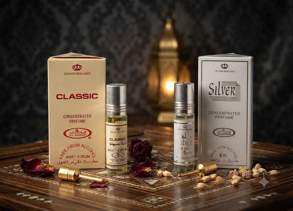 Комбо-набор концентрированных парфюмерных масел Classic & Silver в роллере – Стойкий аттар для мужчин и женщин – Без спирта – По 6 мл каждый (Упаковка из 2 шт.)