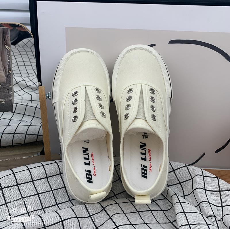 Женские парусиновые туфли в гонконгском стиле 2025 года: Mango, Candy Colors, тонкие, толстые, ленивые, летние белые кроссовки