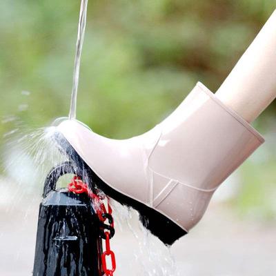 Дождевая обувь средней длины, нескользящие и износостойкие дождевые сапоги, взрослая водная обувь, женские короткие водонепроницаемые водные сапоги, модные теплые кухонные сапоги