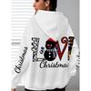 Christmas Hoodie Women, Snowman Print, Long Sleeve, Kangaroo Pocket, Drawstring, Casual Pullover, LOVE Christmas