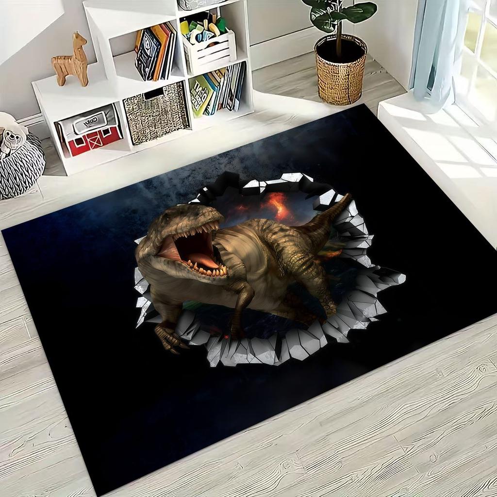 Ковер 3D Иллюзия Пробивающий Стену Серия Животные Динозавры для Спальни Гостиной Дивана Домашний Коврик Декор, Большой Нескользящий Напольный Коврик