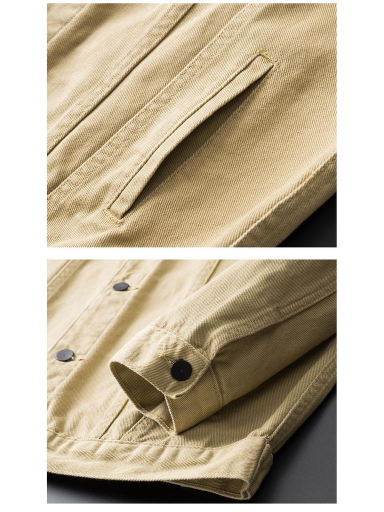 Мужская куртка из выстиранного денима в стиле рабочей одежды - Тяжелая, Хлопковая рубашка с длинным рукавом для осени/зимы