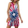Women's V-neck Summer Casual Beach Vacation Women's Sleeveless Independence Day Print Sundress