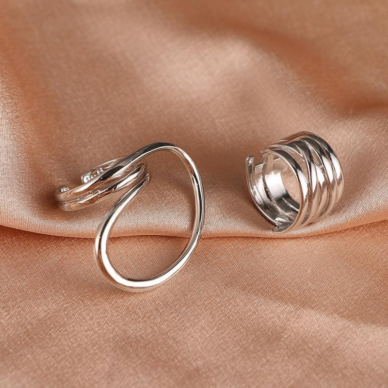 2pcs/set New Fashion Exaggerated Distorted Lines Geometric Rings Set Party Jewelry Minimalist Jewelry Party