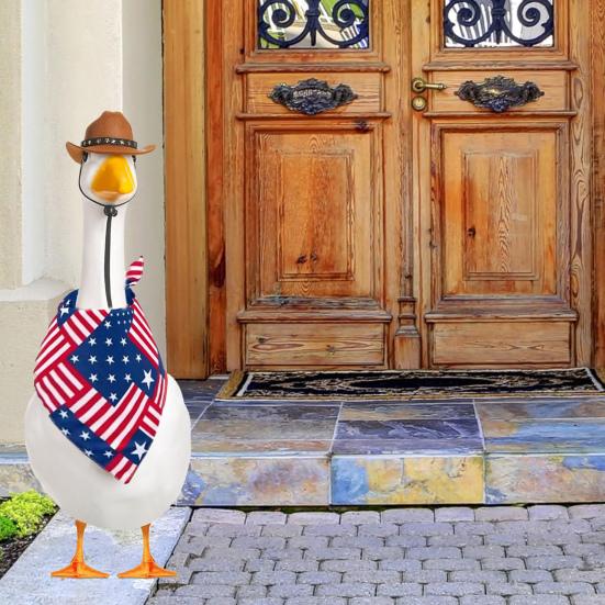 Наряд гуся на День независимости, балаклава с американским флагом, ковбойская шляпа, набор для 23-дюймовой статуи гуся, патриотическое украшение для газона, сада, патио, двора