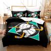 Ice Hockey Duck Bedding Set Duvet Cover + 2 Pillowcases Cute Cartoon Duck Ice Rink Sport Funny Animal Bedroom Decor