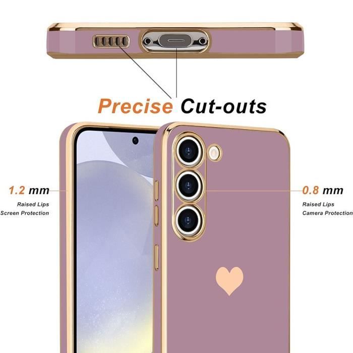 Чехол - BOOLING - для Samsung Galaxy S24 Plus - Узор Сердце - Мягкий Силикон - Роскошный Фиолетовый