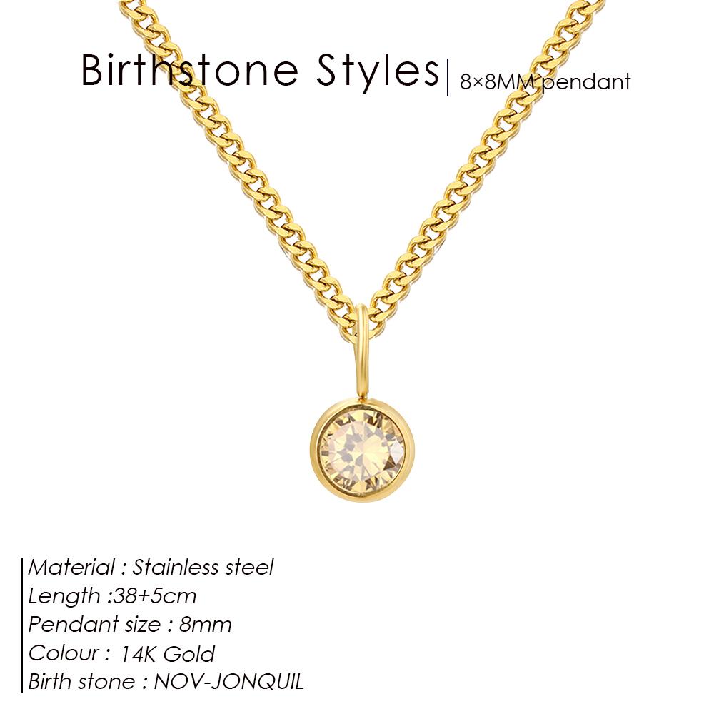 EMANCO DIY 12 Constellation Birthstone Set Necklace Zirconia Stainless Steel Pendant Necklace Anniversary Birthday Gift