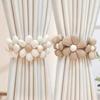Curtain Tie Flower Decor Punch-free Adjustable with Elastic Band And Buttons