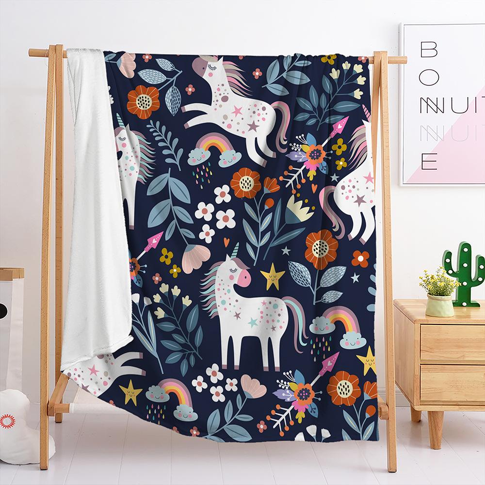 Blanket Flannel Blanket Illustration Flower Animal 3D Digital Printing Blanket Cover Blanket
