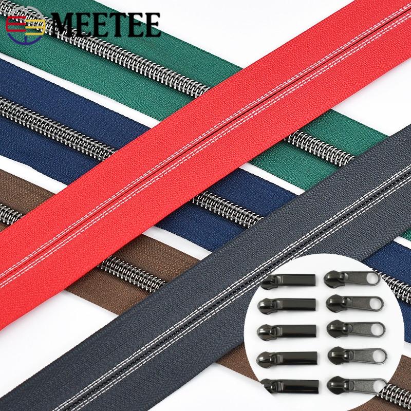 2/3/4/5M Meetee 5# Nylon Coil Zipper Tape + Zippers Slider Head for Garment Sewing Zip Closure Repair Kit Replacement Accessory