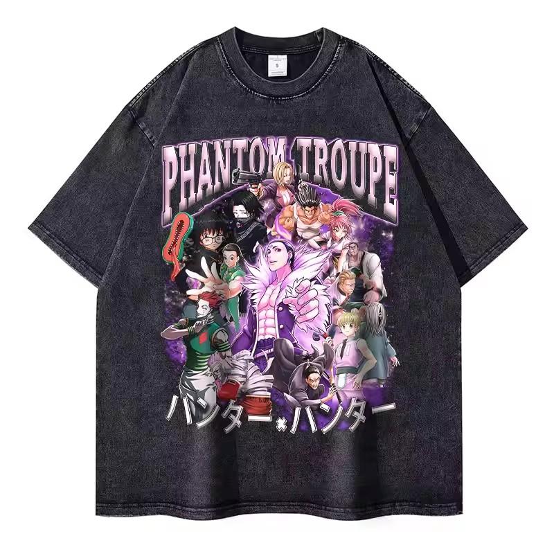 Anime Hunter x Hunter Kurapika Print Tshirt Men Women Clothing Cotton Short Sleeve Tees Harajuku Washed Oversized TShirt