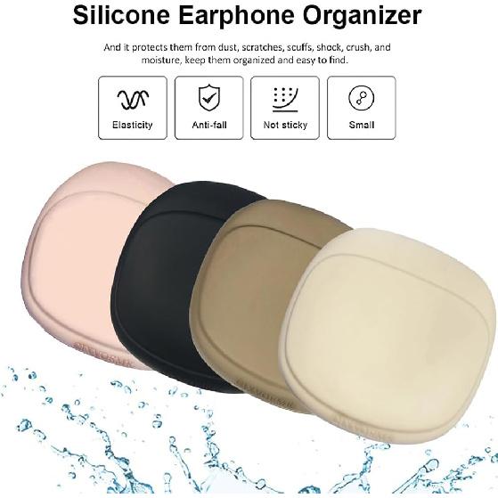 Silicone Headphone Organizer - Data Cable Storage Case - Mini Magnetic Storage Box - Portable Wired Headset Storage Bag (Black -Beige- Brown - Nude)