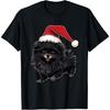 Black Pomeranian Dog Christmas Santa Hat Xmas Pajama T-Shirt for Men Women Kids