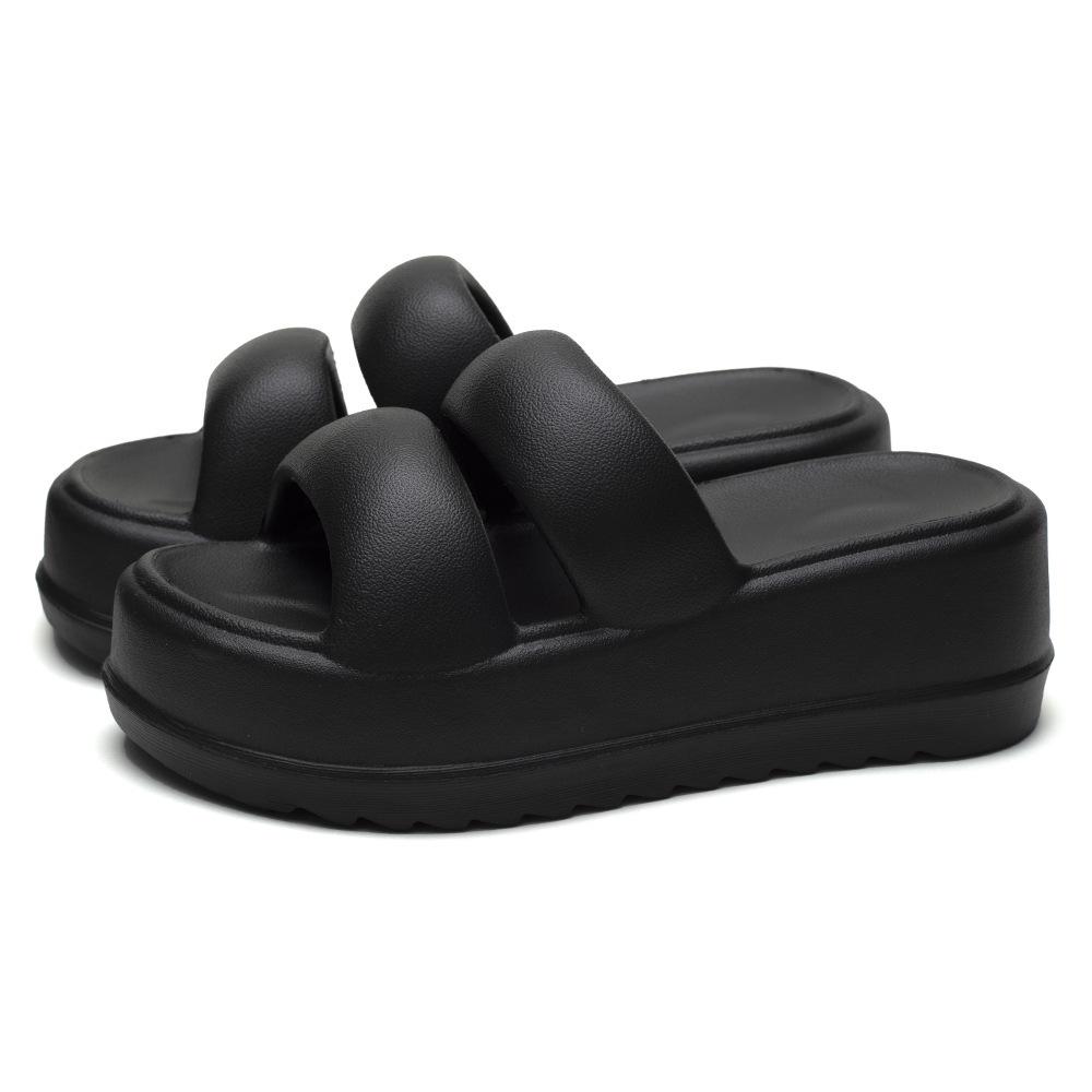 Новые женские шлепанцы на танкетке с толстой подошвой из ЭВА - платформа высотой 7 см, удобный дизайн с зажимом на носке