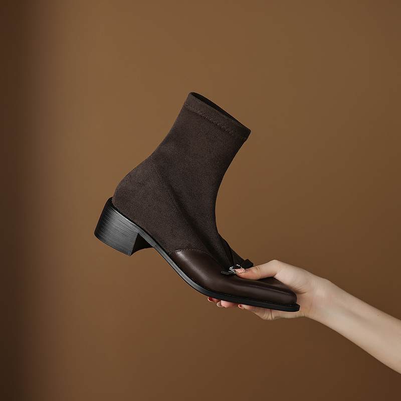 Krazing Po Микрофибра Зимние Остроносые Размер 33 Ковбойские Сапоги Размер 43 Металлическая Пряжка Толстый Каблук Эластичные Ботильоны