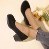High Quality Spring and Autumn Women's Shoes Fashionable Round Toe Shallow Mouth Medium Heel Suede Slip-On Women's High Heels