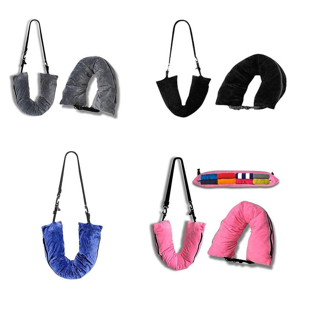 Наполняемая дорожная подушка для шеи, удобная сумка для хранения подушек для шеи, U-образная подушка для полета