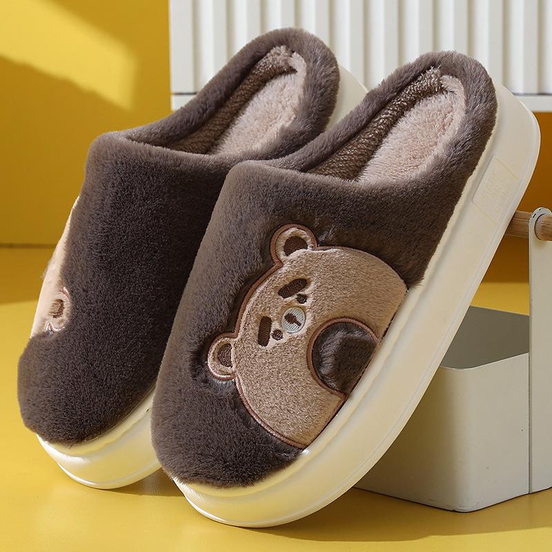 Женские уютные плюшевые тапочки с изображением кролика из мультфильма — теплая, толстая подошва, обувь для дома без застежек