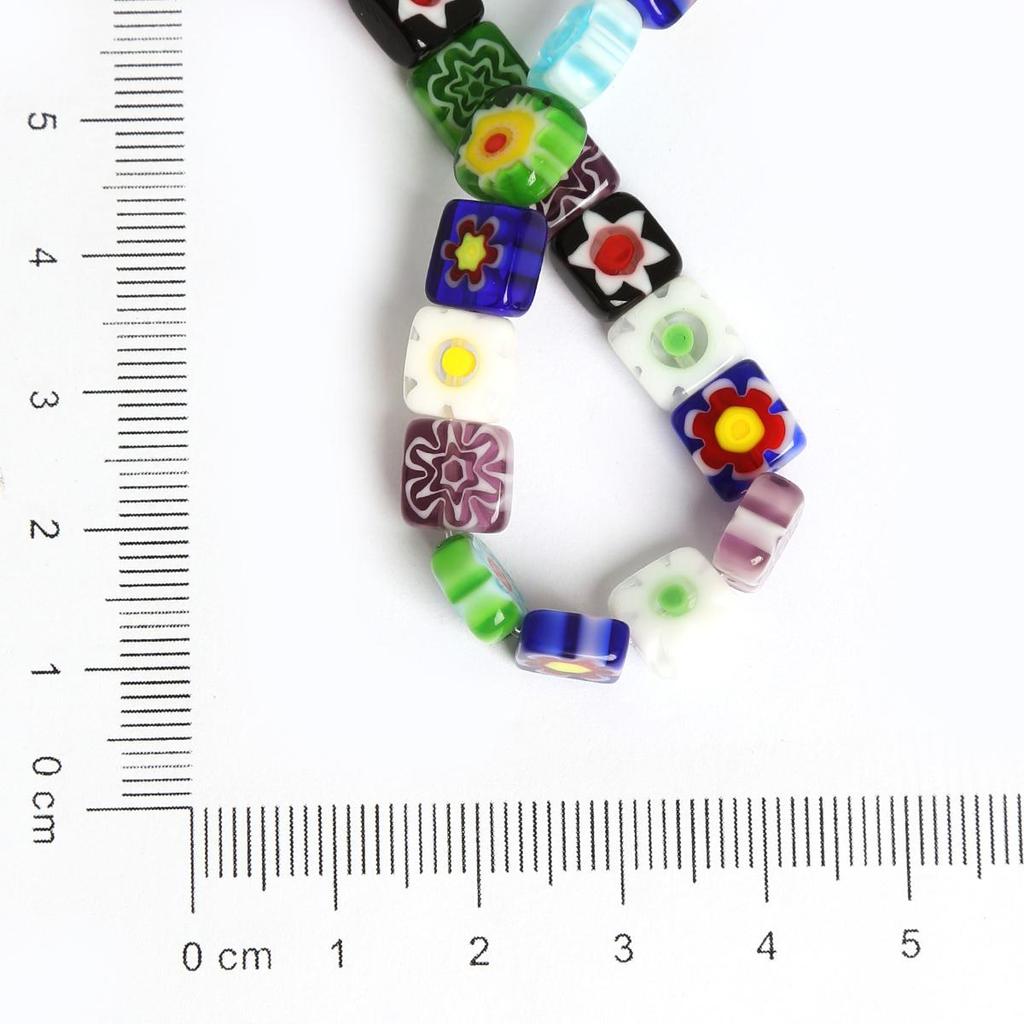 Высококачественные плоские квадратные бусины с несколькими узорами, гладкие стеклянные бусины для изготовления ювелирных украшений, браслет, ожерелье, серьги