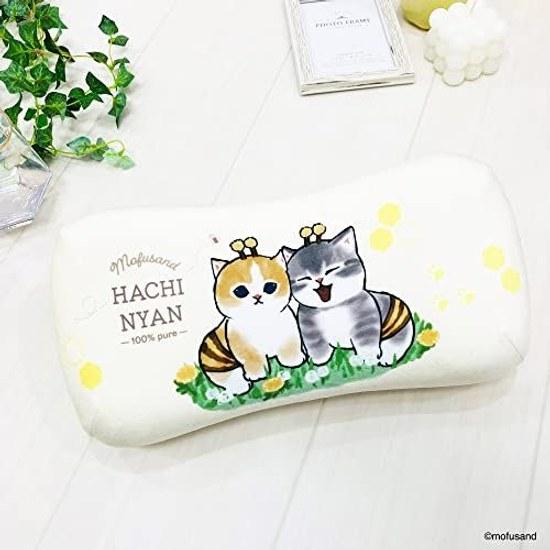 Подушка для поясницы MORIPiLO с эффектом памяти Mofusand Hachinyan (мини подушка для релаксации) приятные для кожи пушистая текстура товары плюшевая игрушка для сна желтый 15x30x8см