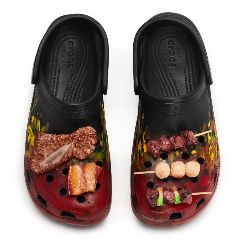 Crocs Классические платформенные клоги 811 Bonfire Специальная обувная коробка Персонализированная трендовая подарочная коробка Обувь с отверстиями Женские Черные, Красные и Желтые