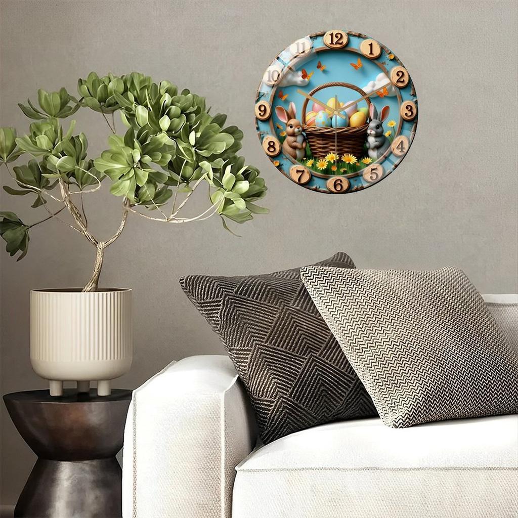 30x30cm Round Glass Wall Clock with Non-Ticking Operation for Office Use