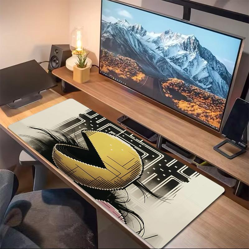 Pac‑Man Print Cushion Non-slip Laptop Tablet Big Mousepad XXL Mat Mini PC Playmat With Lock edge