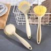 Multi-functional Wooden Handle Kitchen Cleaning Pot Brush Non-greasy Long Handle Dish-washing Brush Soft Hair Pot Scrubbing Pot Artifact