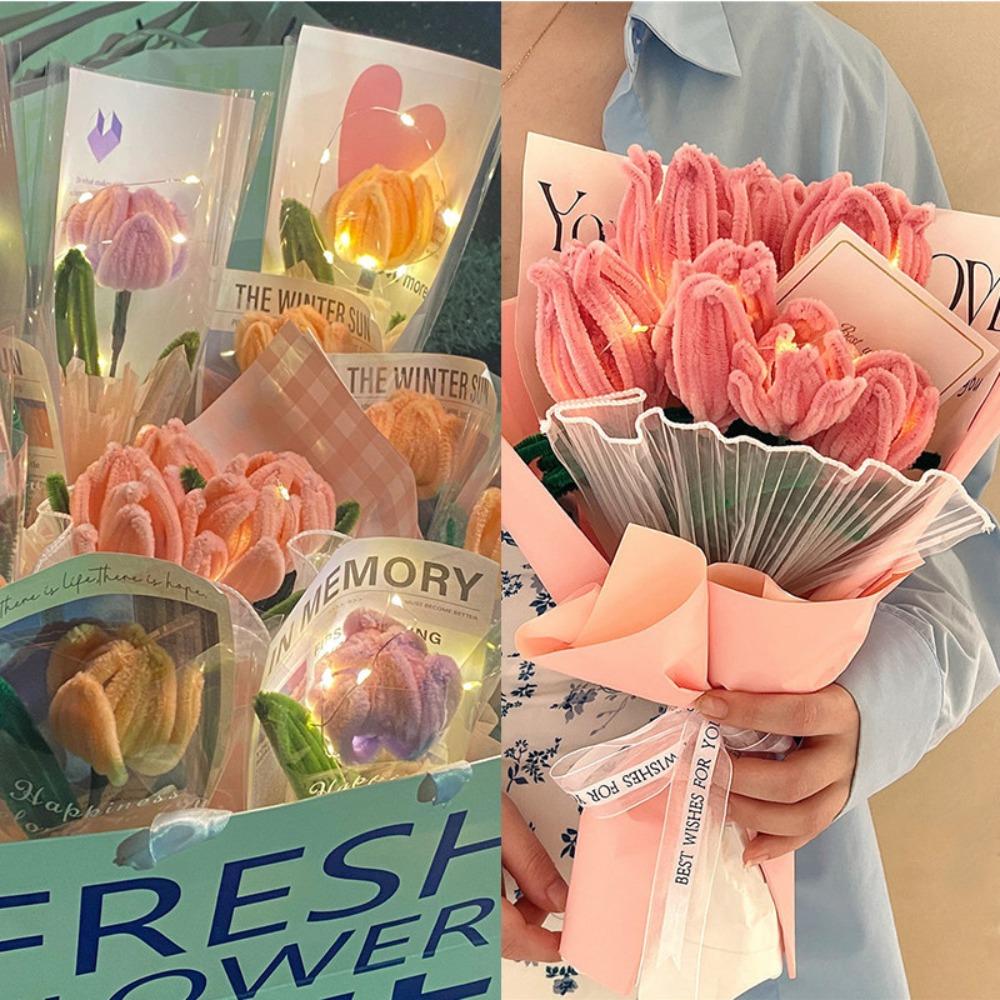 Encrypted Fur Macaron Color Fuzzy Wire Material Package DIY Flower Bouquet New Plush Strip