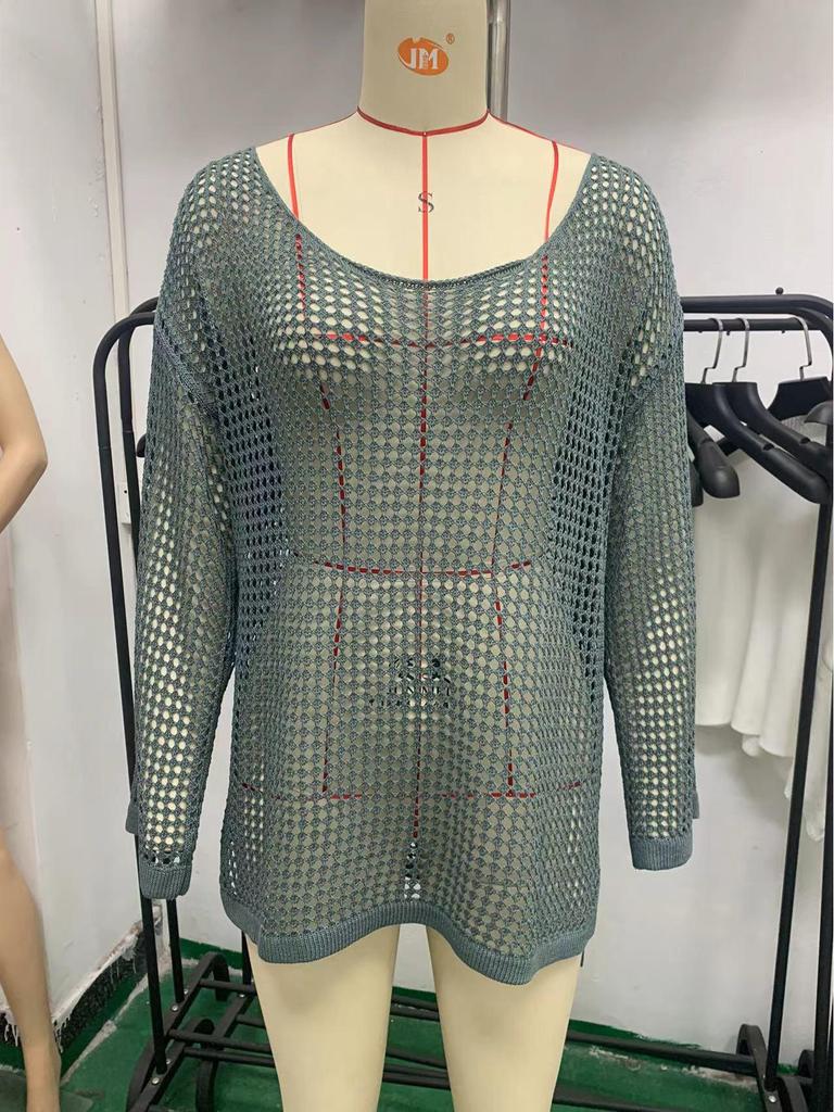 European & American Mesh Knit Bikini Cover-Up Sweater - Women's Summer Beach Sunscreen Shirt