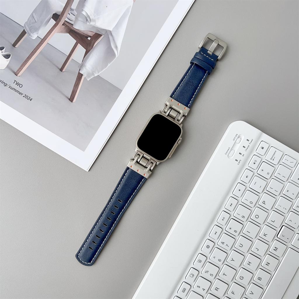 Leather Watch Band For Apple Watch Series 10 9 8 7 SE 6 5 4 3 2 1 42mm 41mm 40mm 38mm Crazy Horse Texture Wrist Strap