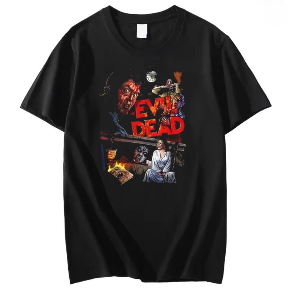 2026 The Evil Dead Vintage Cotton Tee Ash Williams Retro Horror Shirt Clothing Graphic Short Sleeve Shirt Men Women Allseason