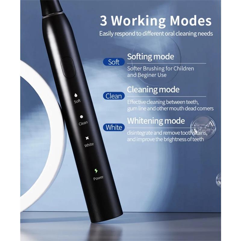 Sonic Electric Toothbrush with 6 Tooth Brush Heads IPX7 Waterproof USB Toothbrush Adult Ultrasonic Brush for Teeth Cleaning
