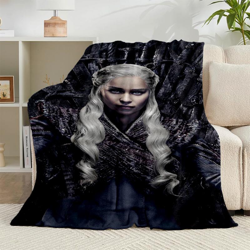 1PC Iron Throne Fire Flannel Blanket Gift, Suitable for Both Men And Women, Soft Ideal for Beds And Sofa, Birthday Or Christmas Gift