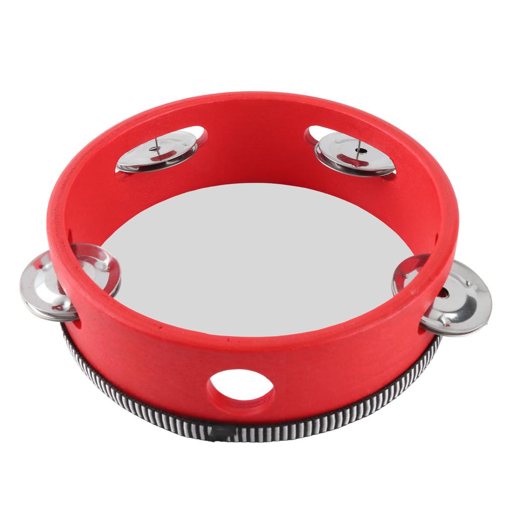 Wooden Tambourine with Jingles Hand Bell Drum Kids Educational Percussion Musical Instrument