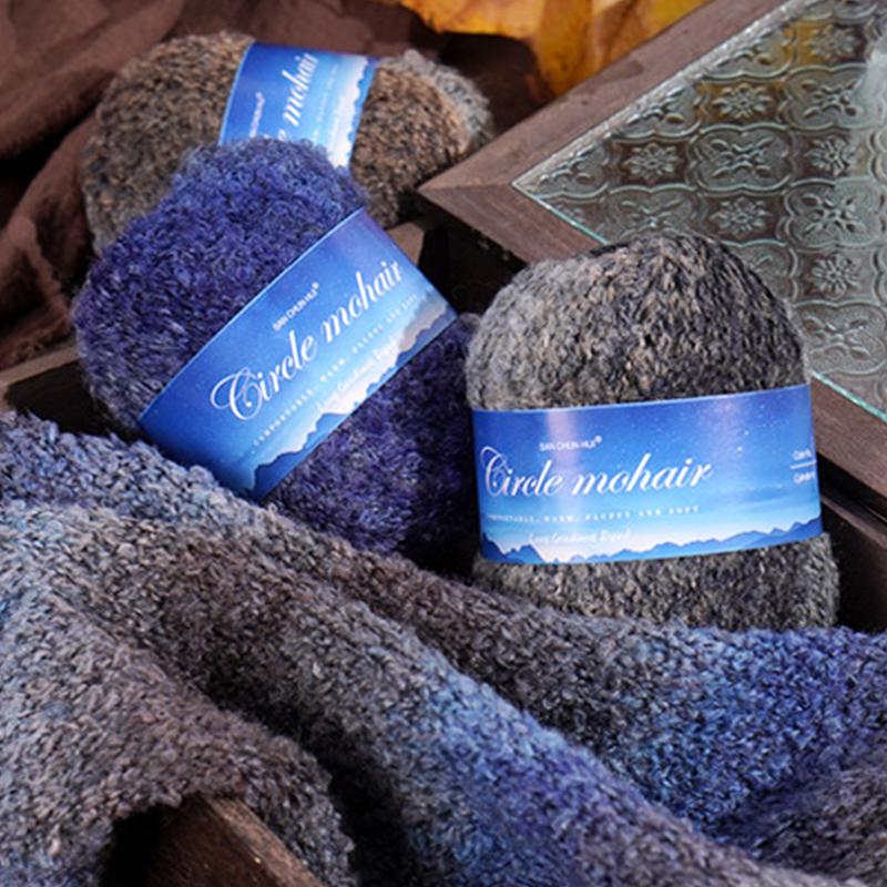 50G Секция Легкая Длинная Роскошная Пряжа Градиентной Окраски Теплый Мохер Мягкая Петля Пушистая