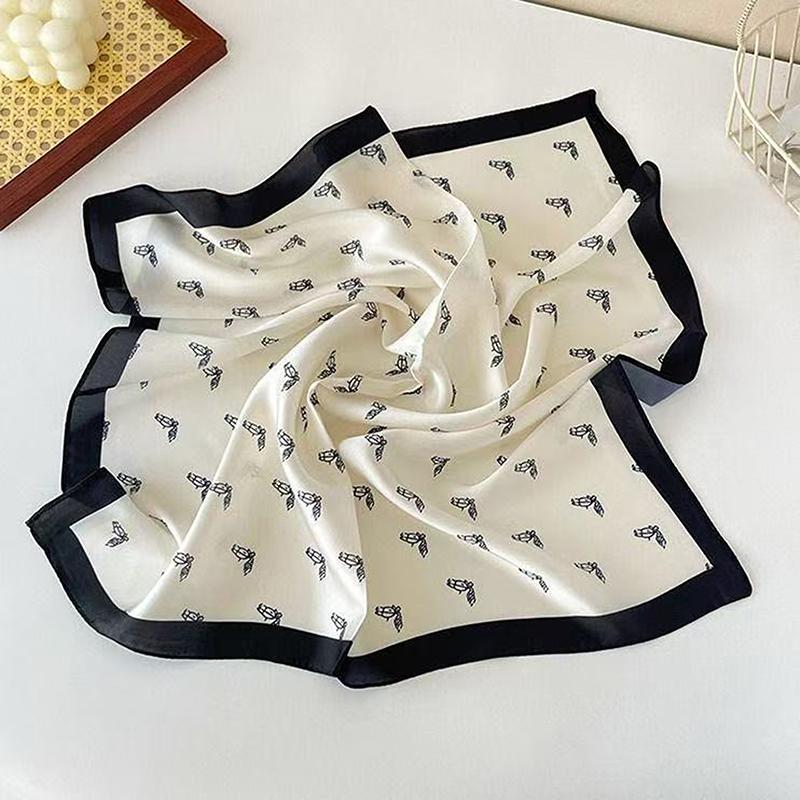 Luxury 70Cm Satin Square Silk Scarf For Women Hair Hand Neckerchief Wrist Hijab Wraps Lady Shawl Ribbon Bandana