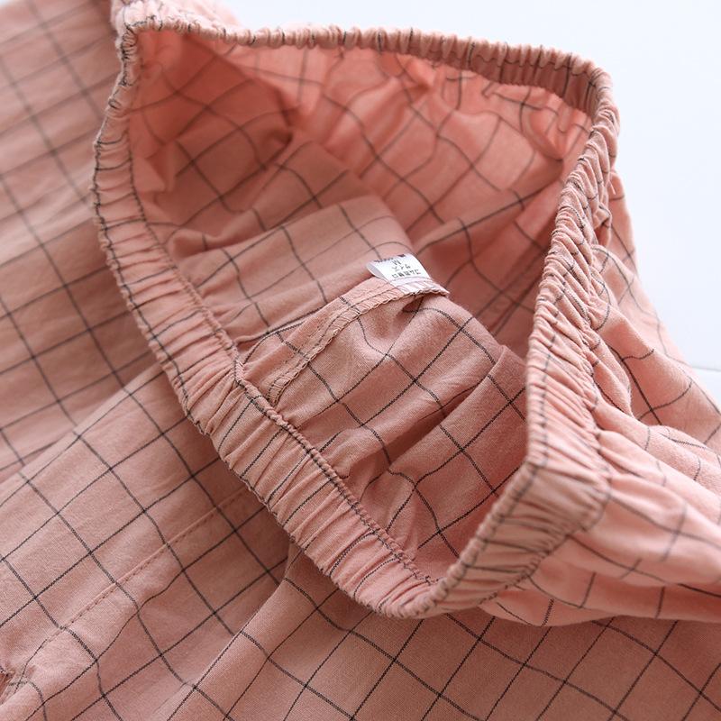 Летняя пижама из двух частей для женщин, простая домашняя одежда в клетку с короткими рукавами