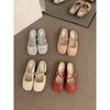 Flat-bottomed Small Fragrant Wind Bag Head Half Slippers Women's Shoes Wear 2025 New Summer Mary Jane Half Tray Sandals