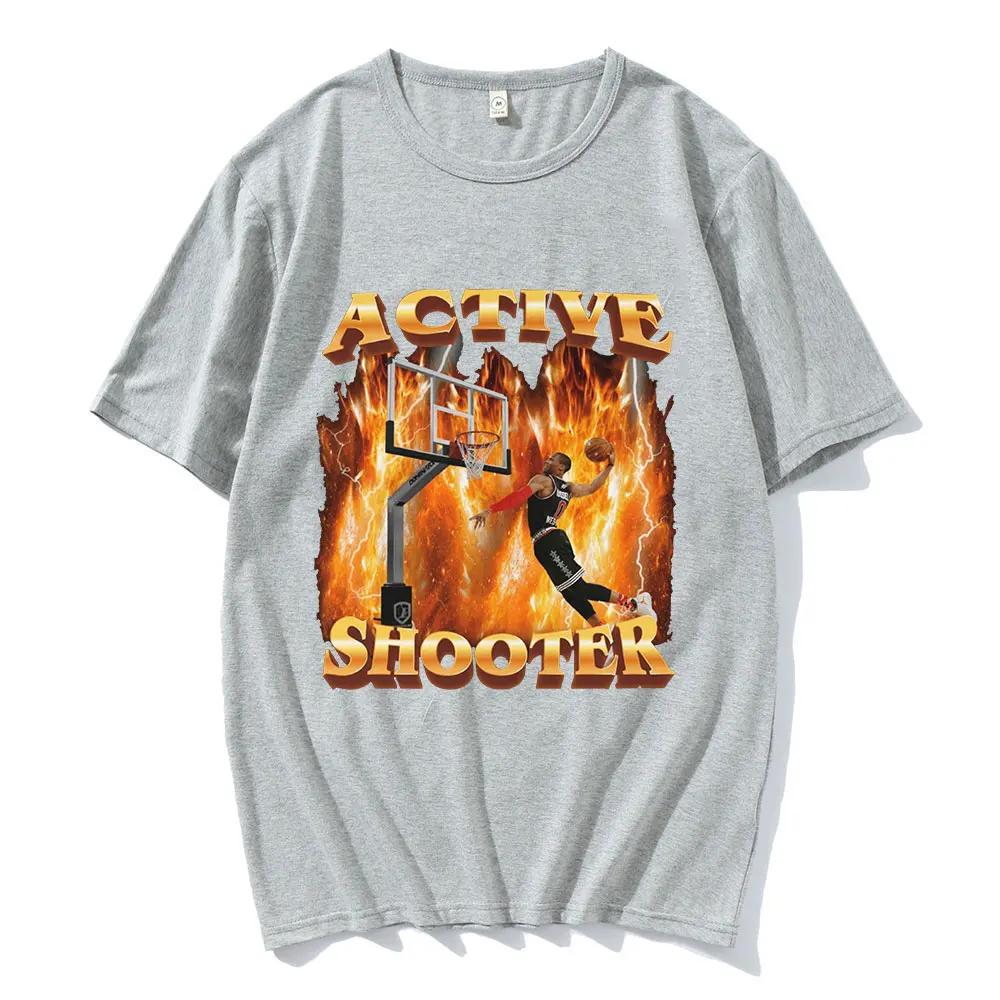 Футболка с забавным мемом Active Shooter, женская модная ретро-футболка с коротким рукавом, повседневная футболка большого размера в стиле Харадзюку